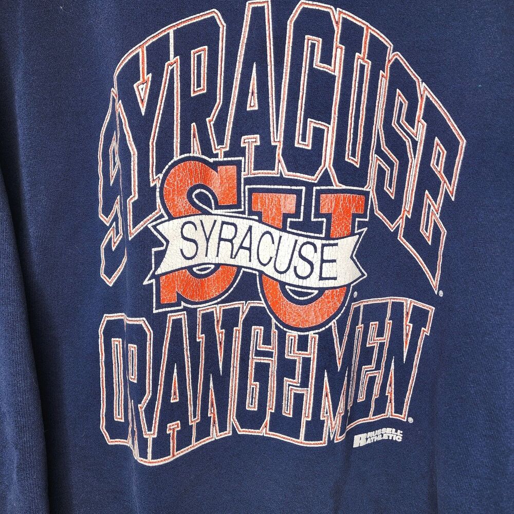 Vintage Syracuse Orangemen Crewneck Sweatshirt Large USA Made 90s Russell - Picture 2 of 9